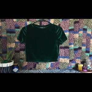 Green velvet crop top